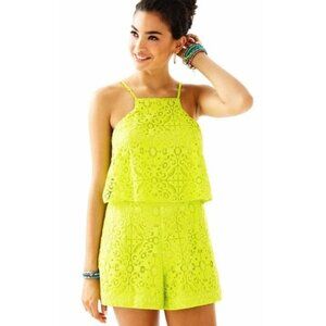Lilly Pulitzer Celyn Romper, Lime Ricky Lace, size 0 NWT